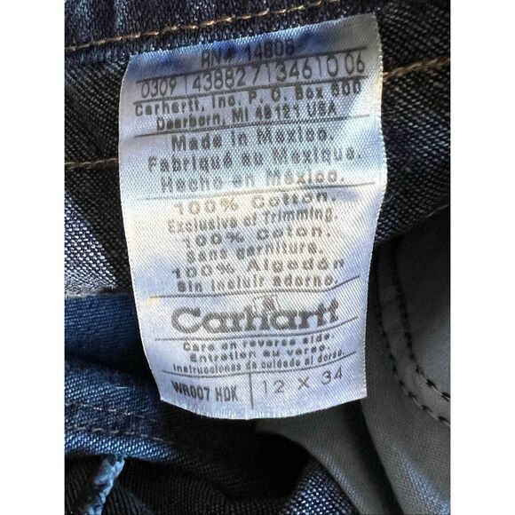 Carhartt woman’s 12x34 denim overall bibs carpenter farm straight leg - Picture 6 of 6